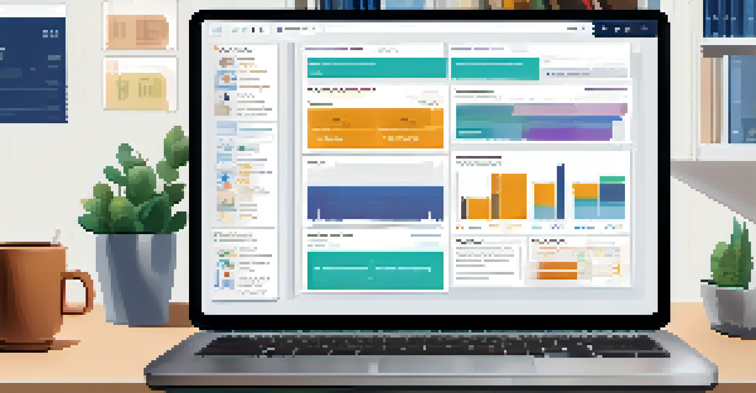 A laptop screen displaying a user-friendly Learning Management System interface with various educational tools, set in a cozy workspace.