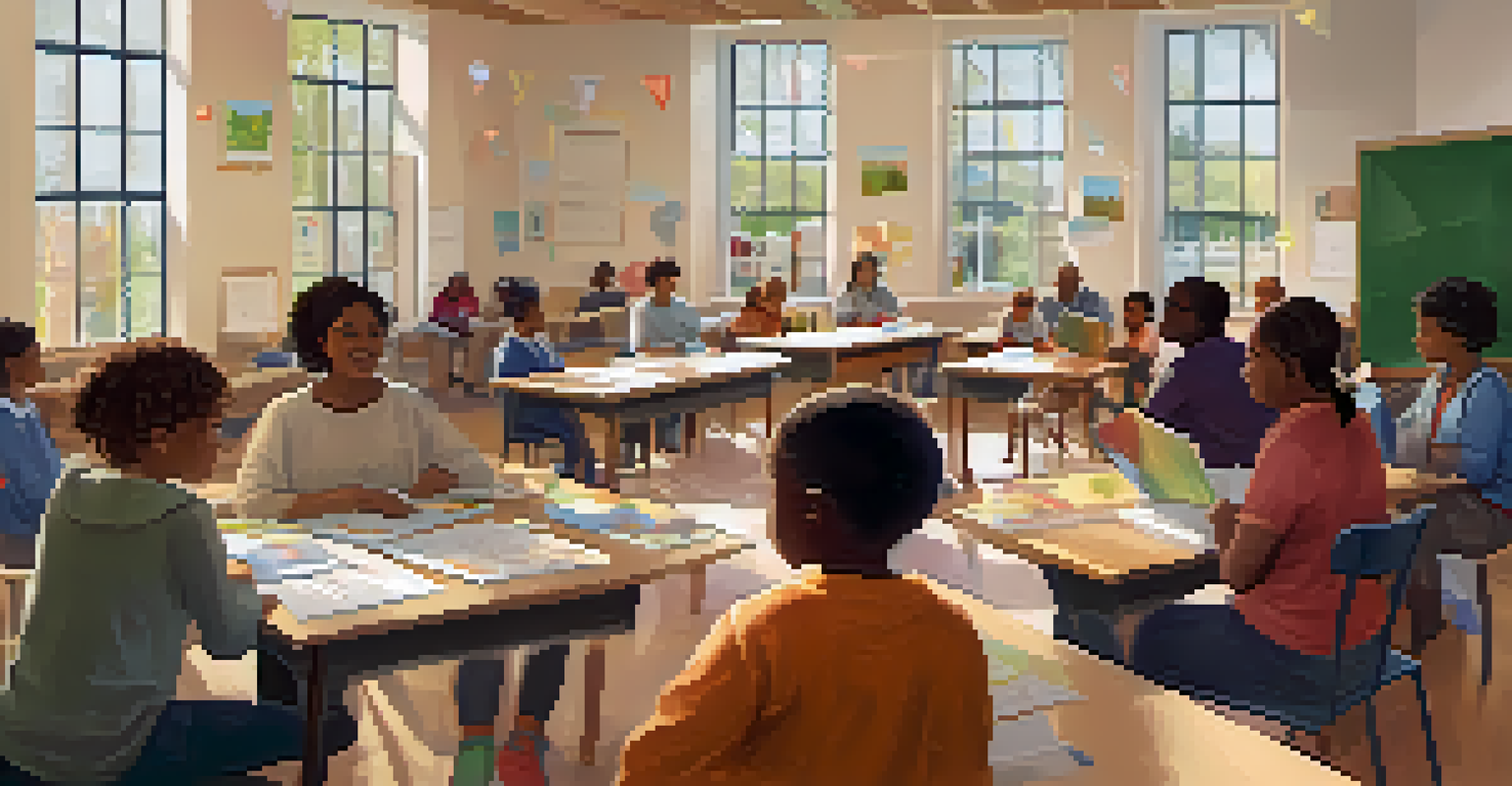 Parents and educators in a community center workshop discussing gender inclusivity.