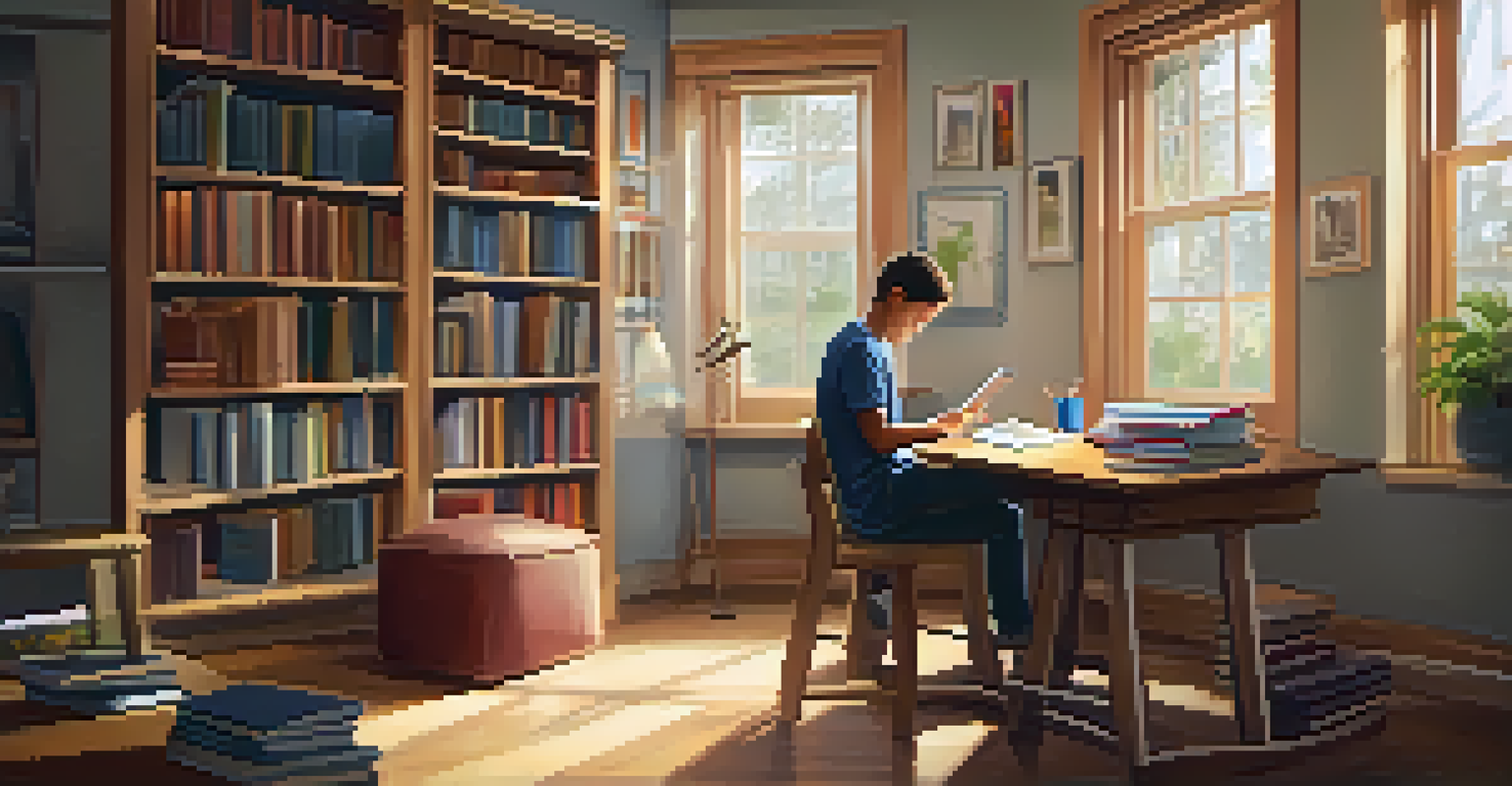 A student sitting in a cozy study area, engaged with a tablet showing adaptive learning content.