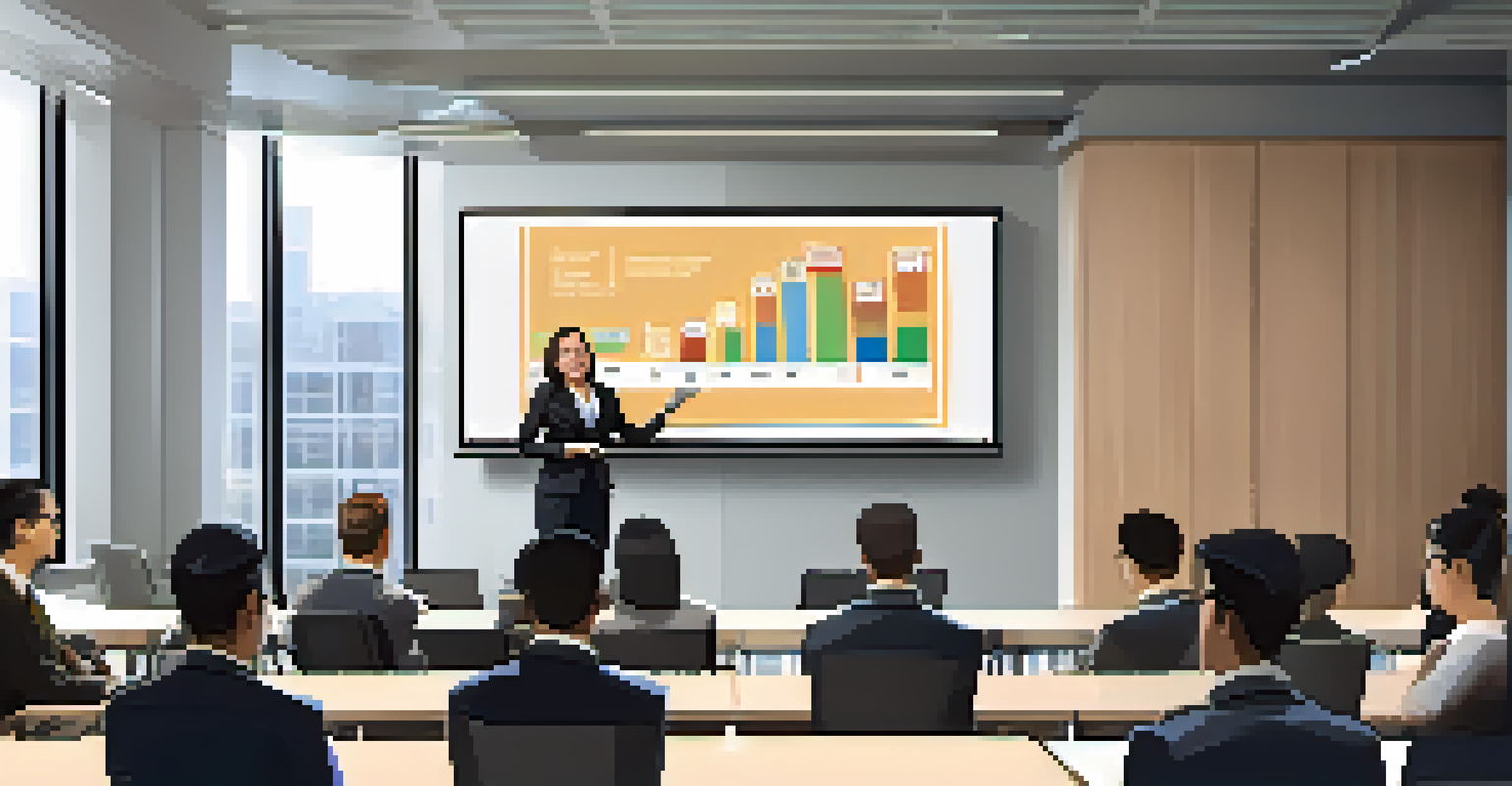 An educational leader presenting a professional development program in a modern conference room to a diverse audience.