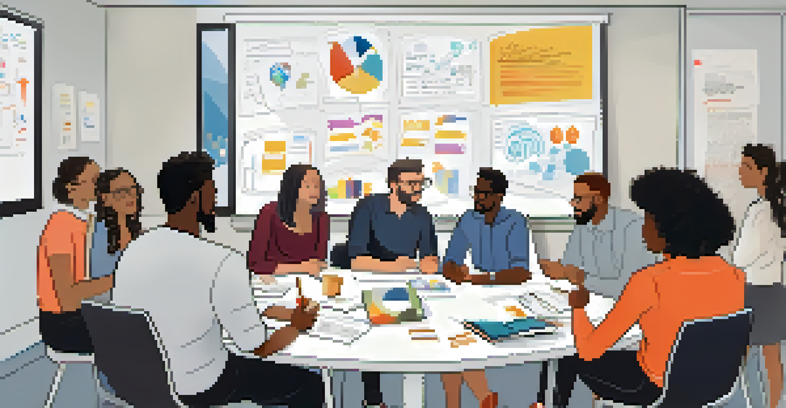 A group of diverse professionals discussing reflections on microlearning at a table with notebooks and a whiteboard in a modern office.