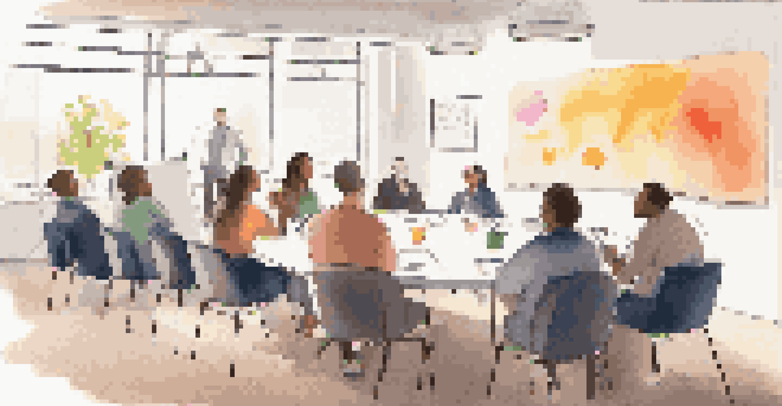 Participants in a cozy meeting room engaging in an open dialogue session, sharing feedback on a project.