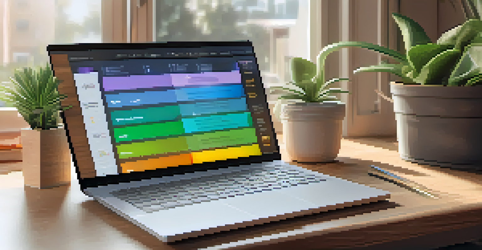 A laptop displaying an interactive microlearning module in a cozy home office setting.