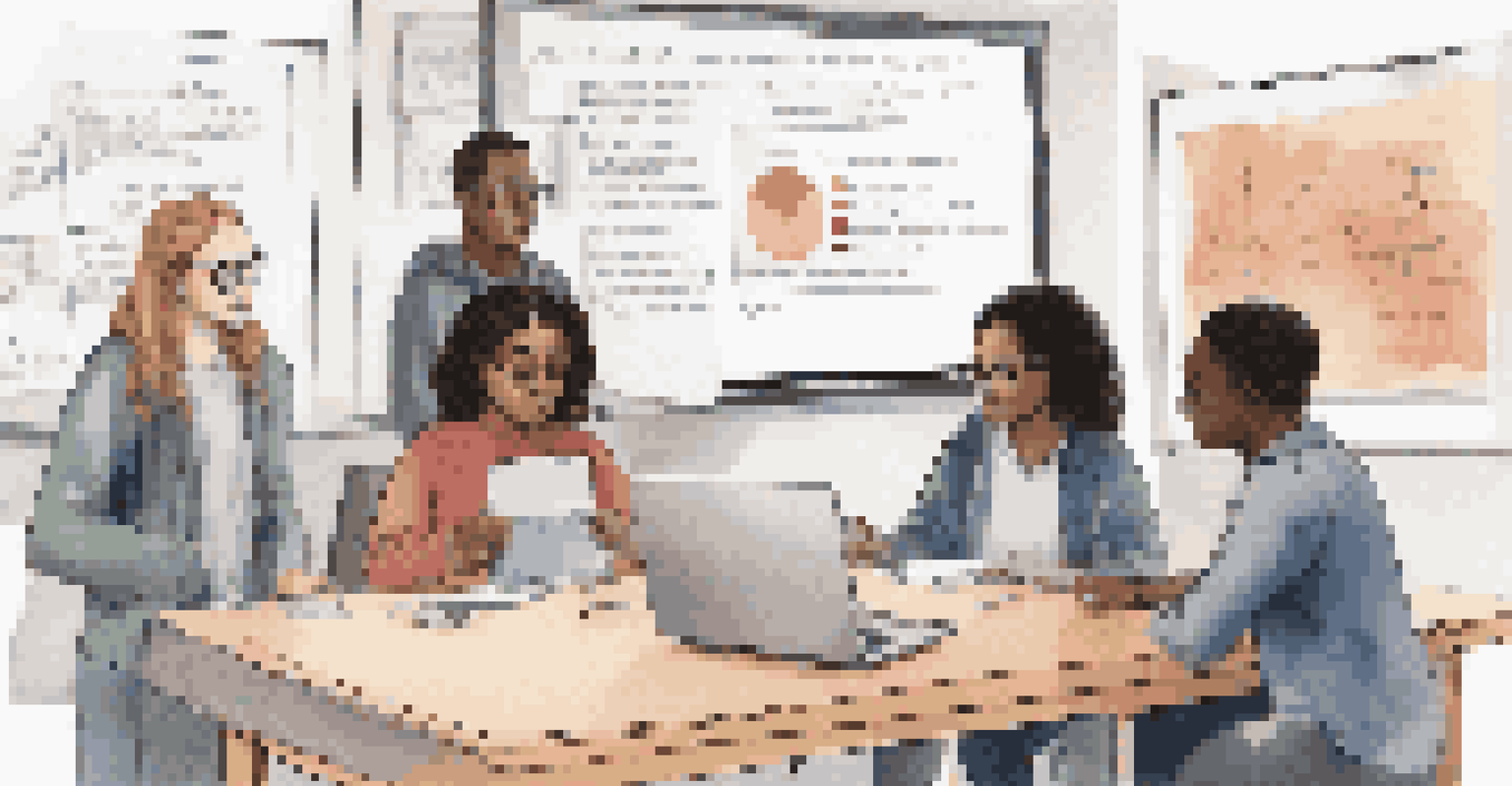 A diverse group of students engaged in a discussion about data privacy, with educational materials visible in the background.