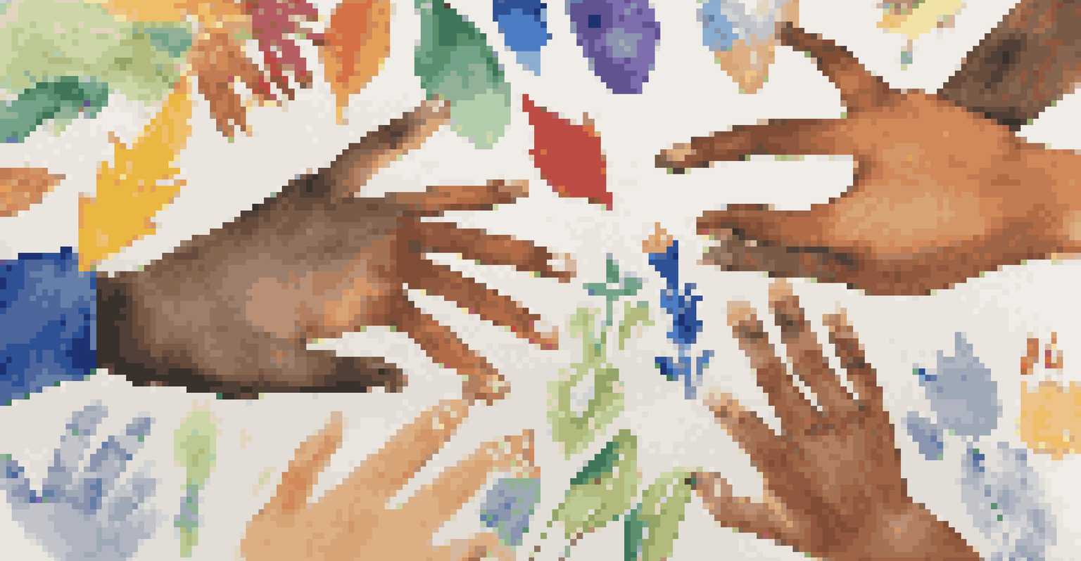 Students collaborating on a colorful mural representing their cultural heritage in a classroom.