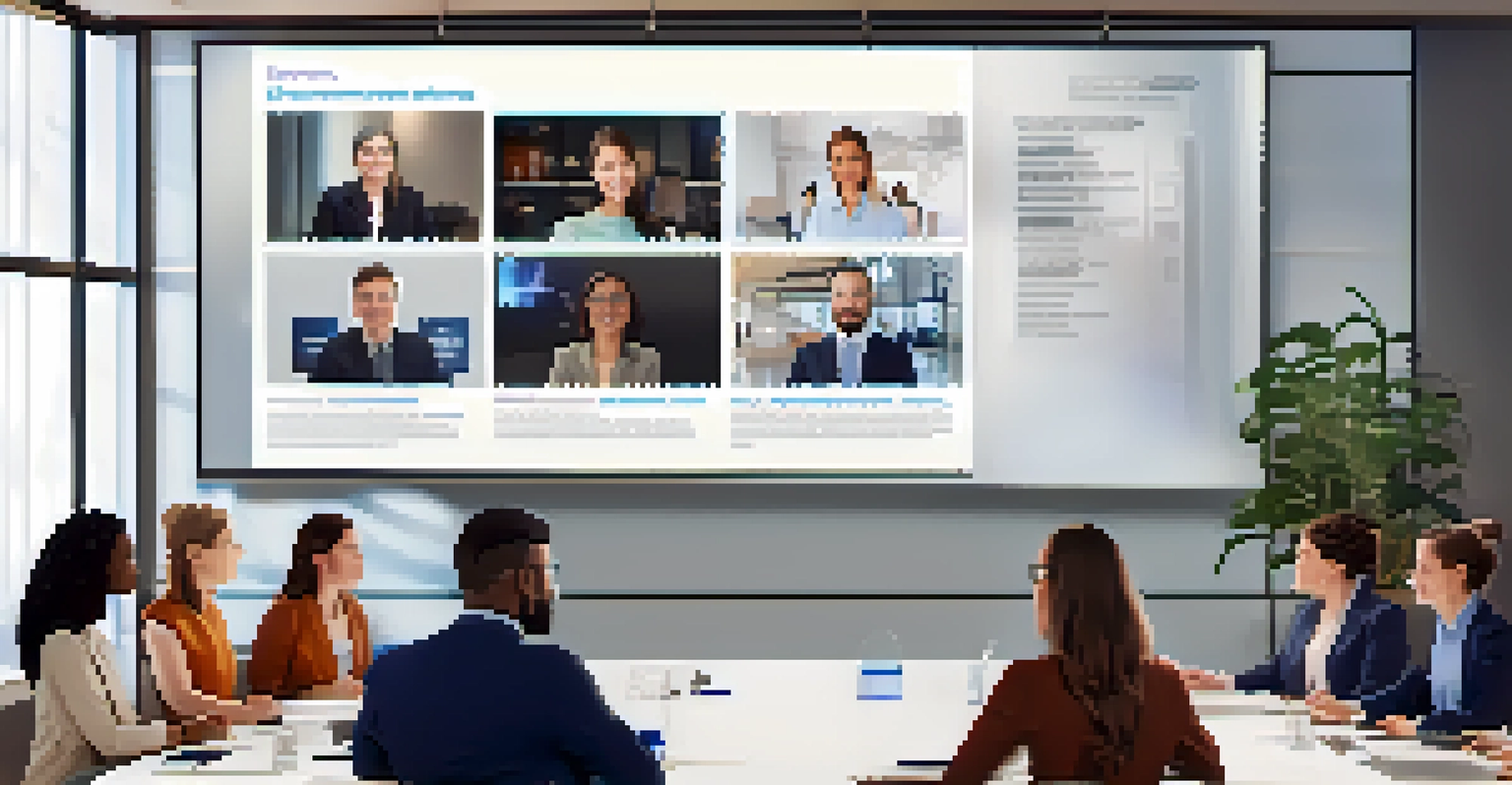 A virtual meeting scene with diverse professionals discussing digital ethics in a modern, well-lit room.