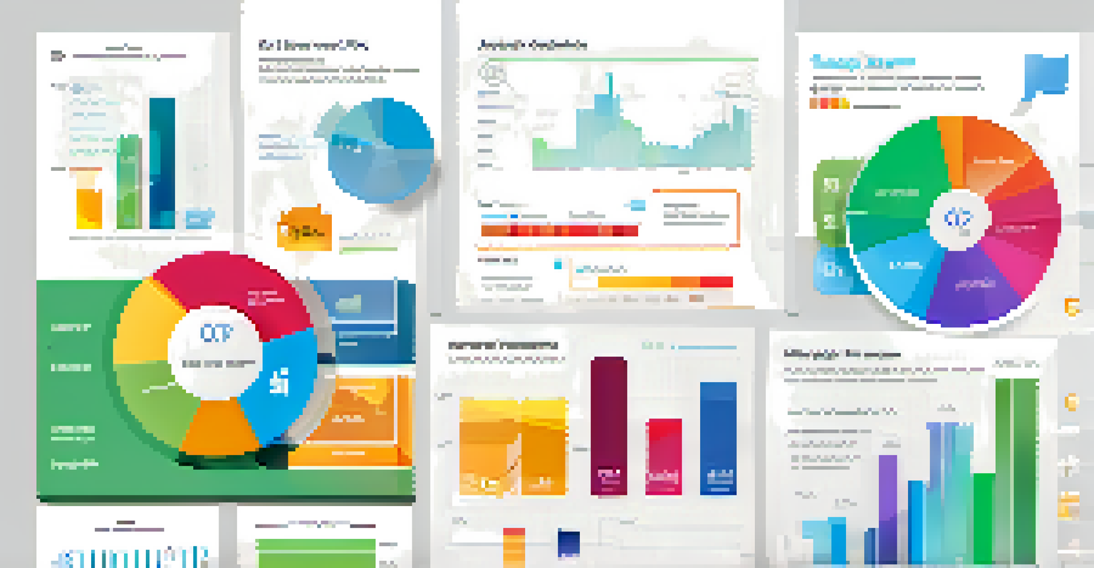 A visually engaging infographic showing features of budgeting apps with charts and colorful icons on a white background.