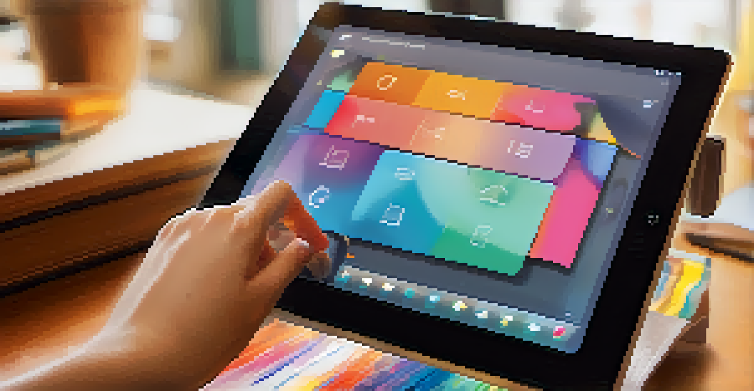 A student's hands using an adaptive touchscreen tablet, showcasing accessible educational content.