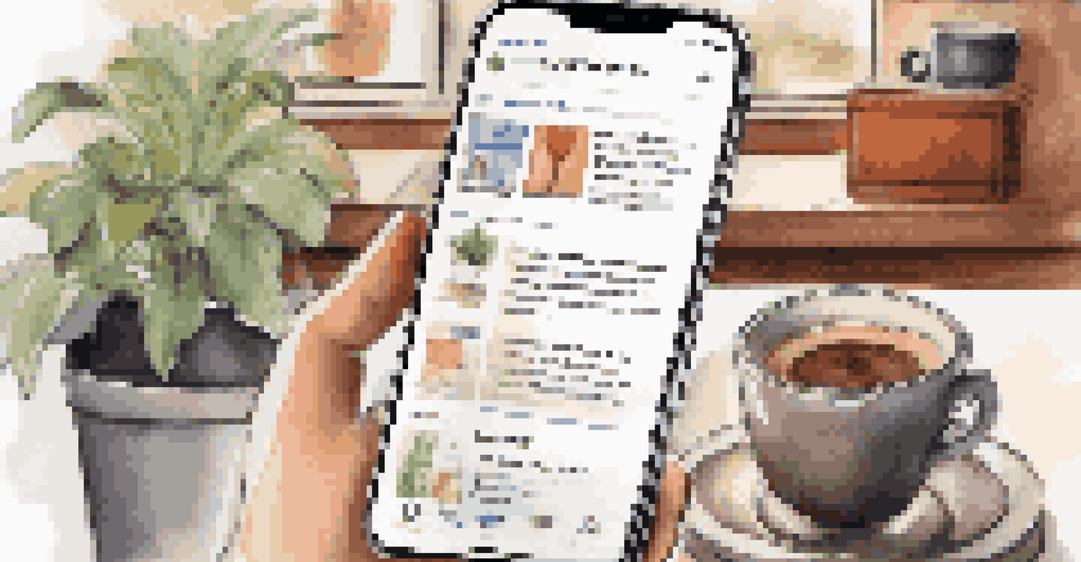 A close-up of a smartphone showing an educational social media feed against a blurred background of a study desk.