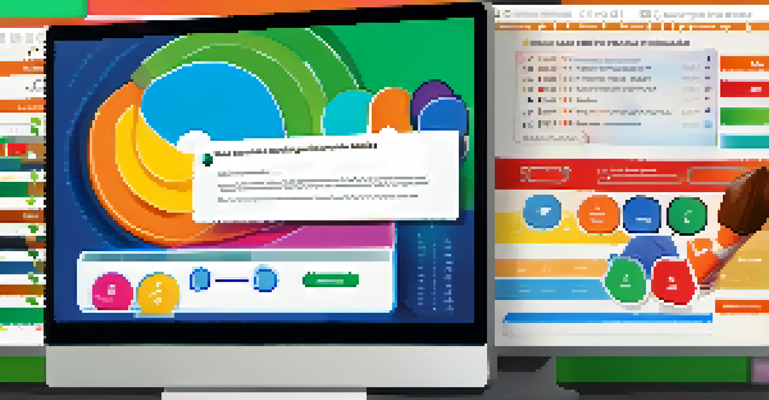 A close-up of a computer screen showing an interactive microlearning module with colorful graphics and a hand clicking on it.