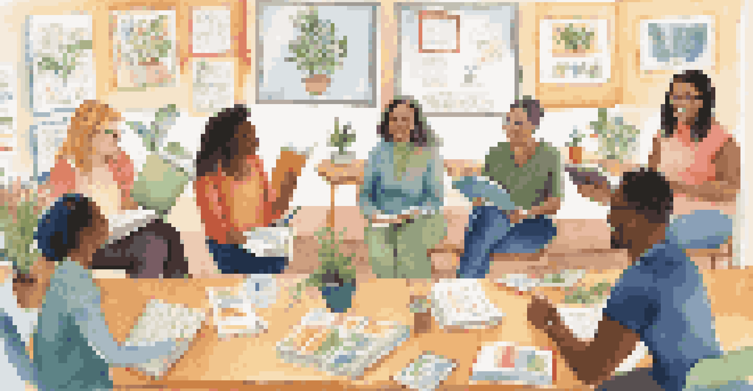 A group of teachers sharing journaling experiences in a bright classroom.