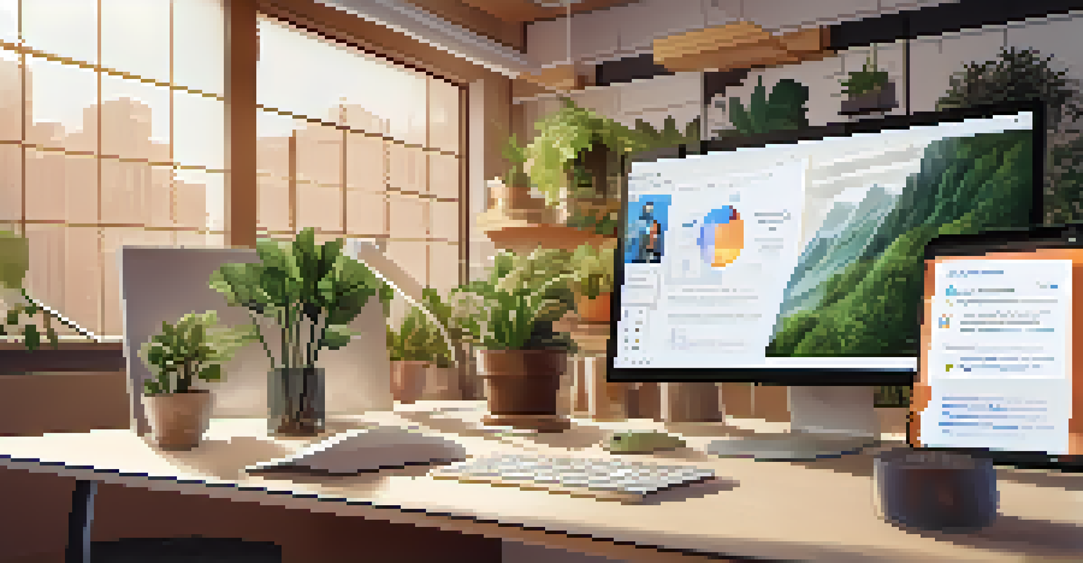 A modern digital workspace showcasing various collaboration tools on a computer screen.