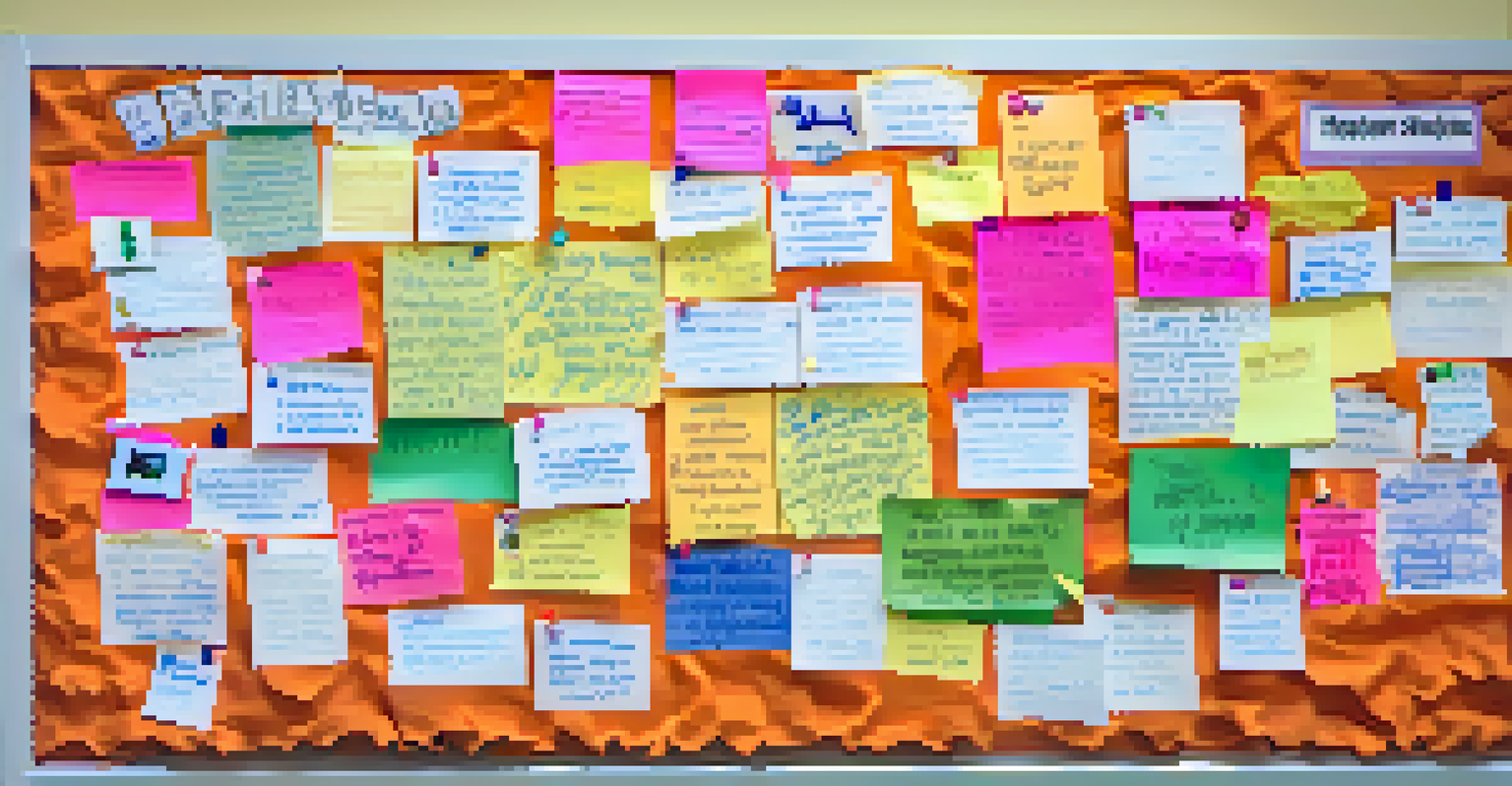 An appreciation board filled with notes and photos celebrating teacher achievements in a school.