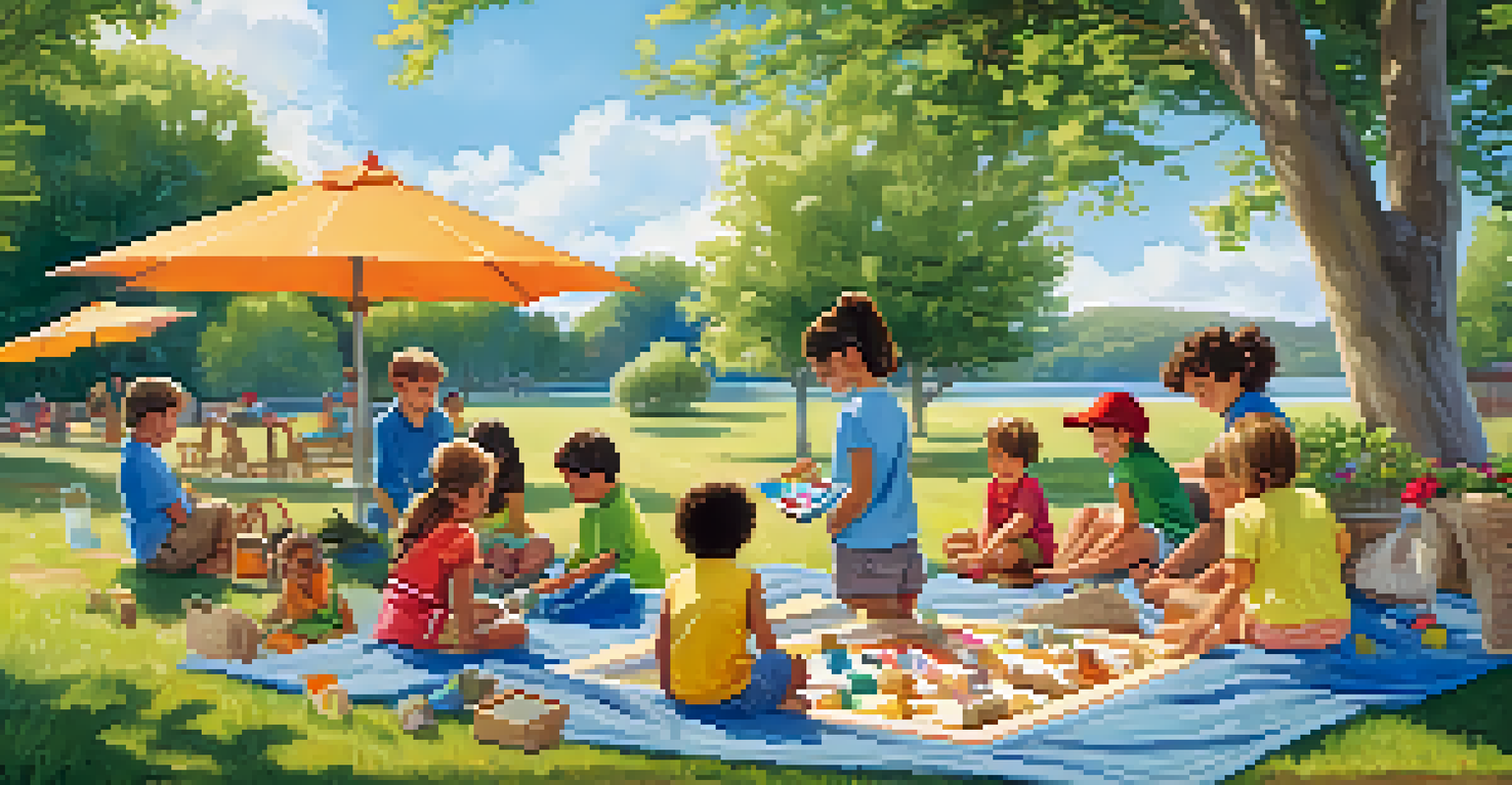 Children playing outdoors, engaging in creative and constructive activities in a bright park.