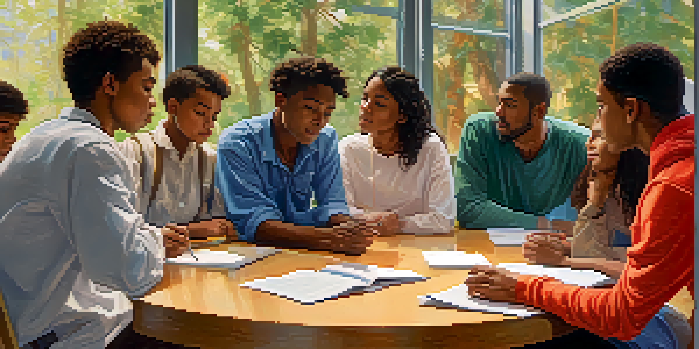 A diverse group of students in a classroom engaging in a discussion, highlighting emotional intelligence activities.