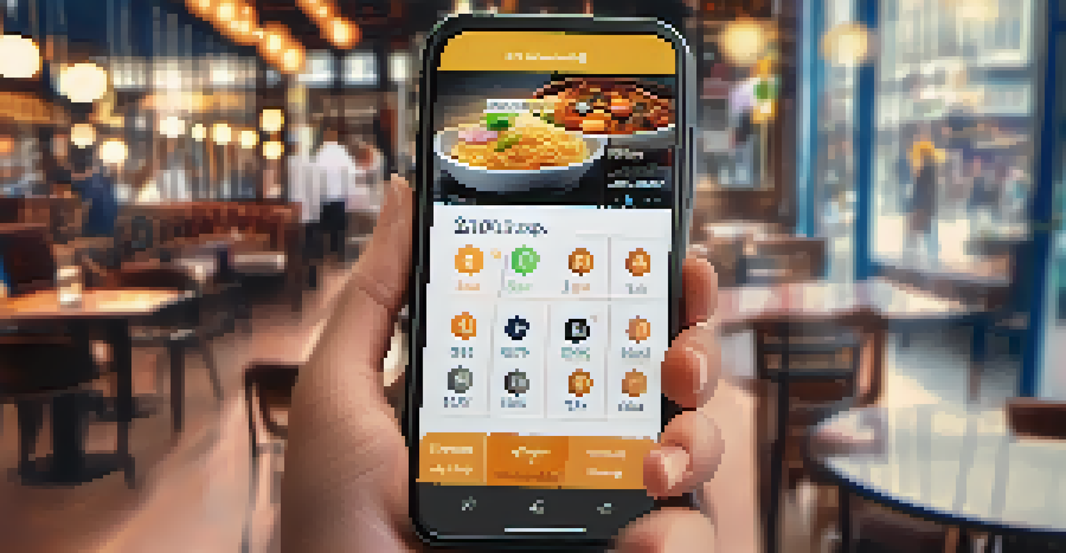 A close-up of a smartphone showing a Forex trading app with live currency rates in a busy cafe setting.
