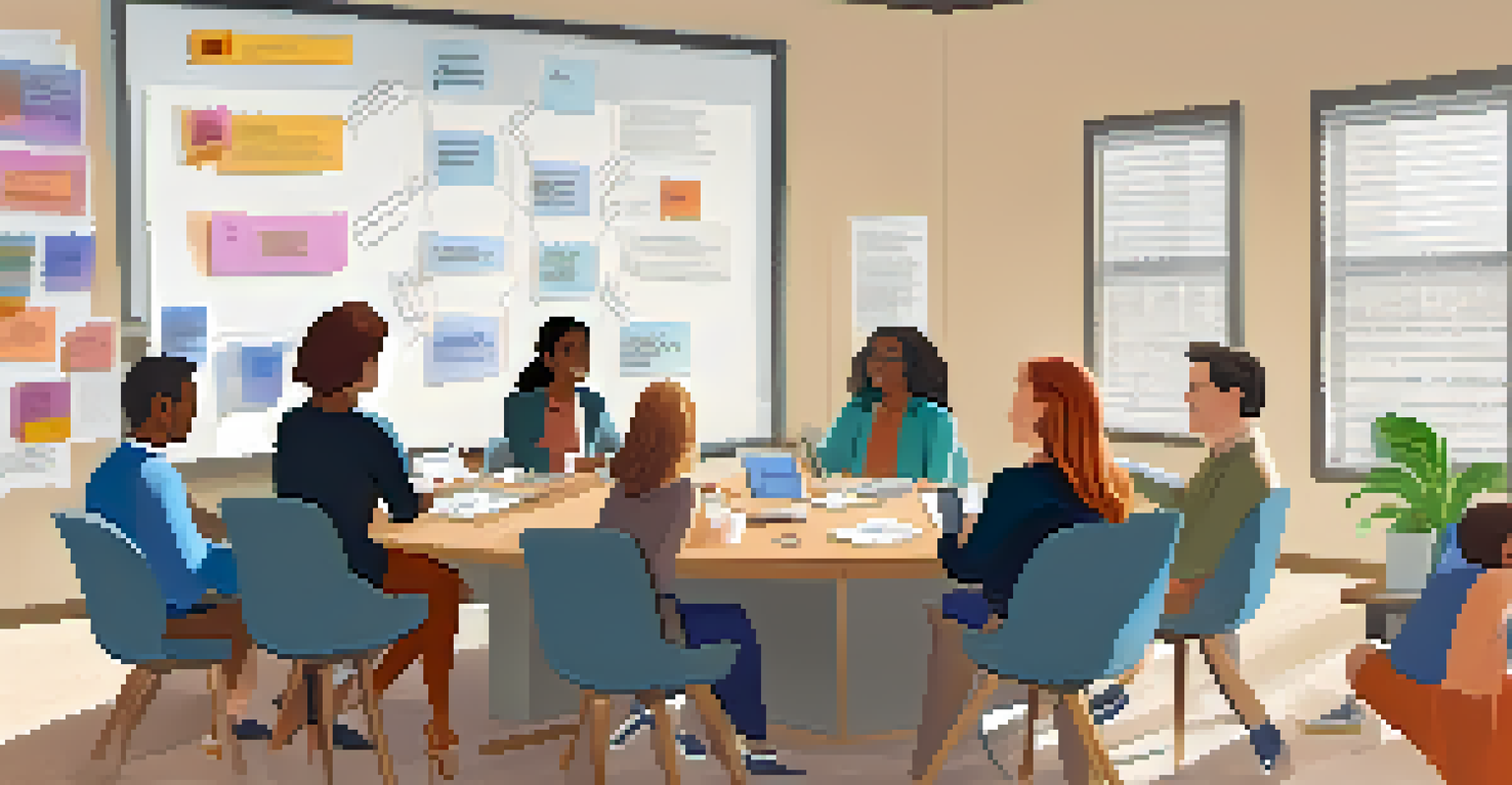 Educators having a discussion about ethical AI in education, surrounded by learning materials.