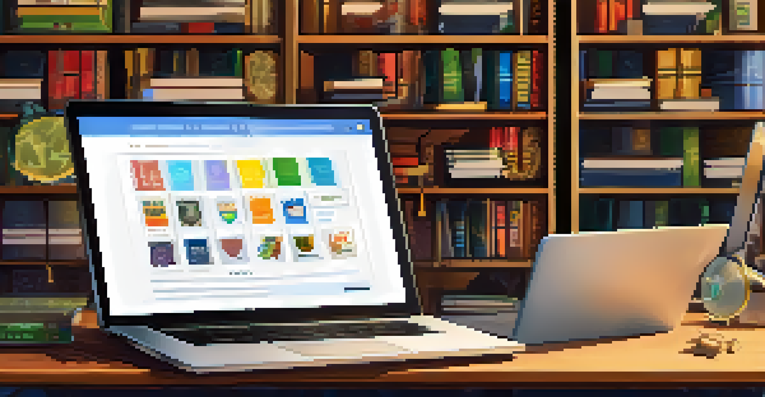 An open laptop showing Open Badges on a webpage, with a cozy study space in the background.