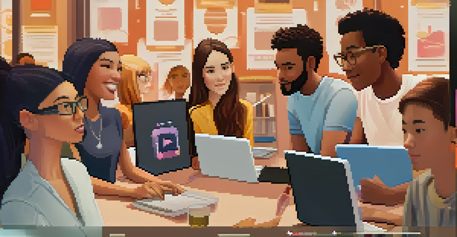 A close-up of a digital screen showing a collaborative online platform with students' avatars and chat bubbles.