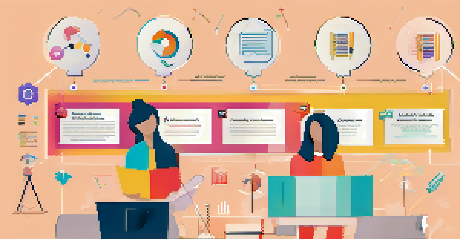 An infographic displaying the elements of a cohesive remote learning curriculum with icons and colorful arrows.