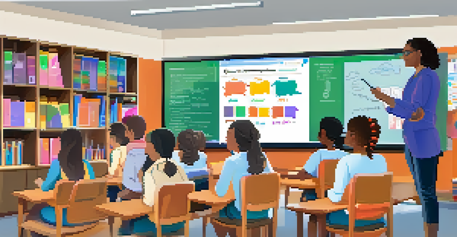 A teacher conducting an online Project-Based Learning session with students on a video call, featuring a digital whiteboard.