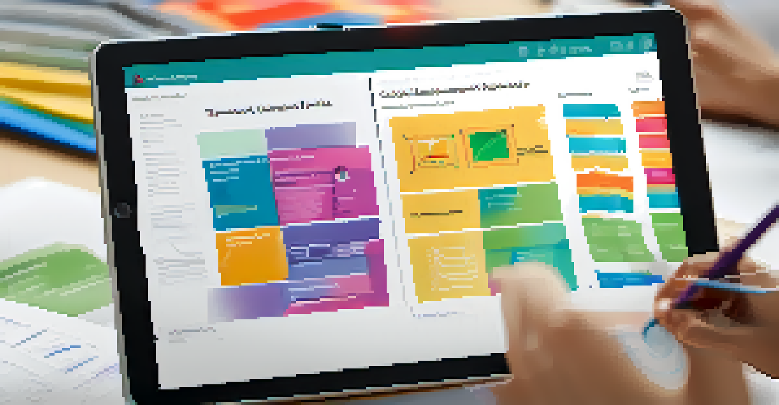 A close-up view of a digital assessment tool on a tablet, illustrating an interactive collaborative project interface.
