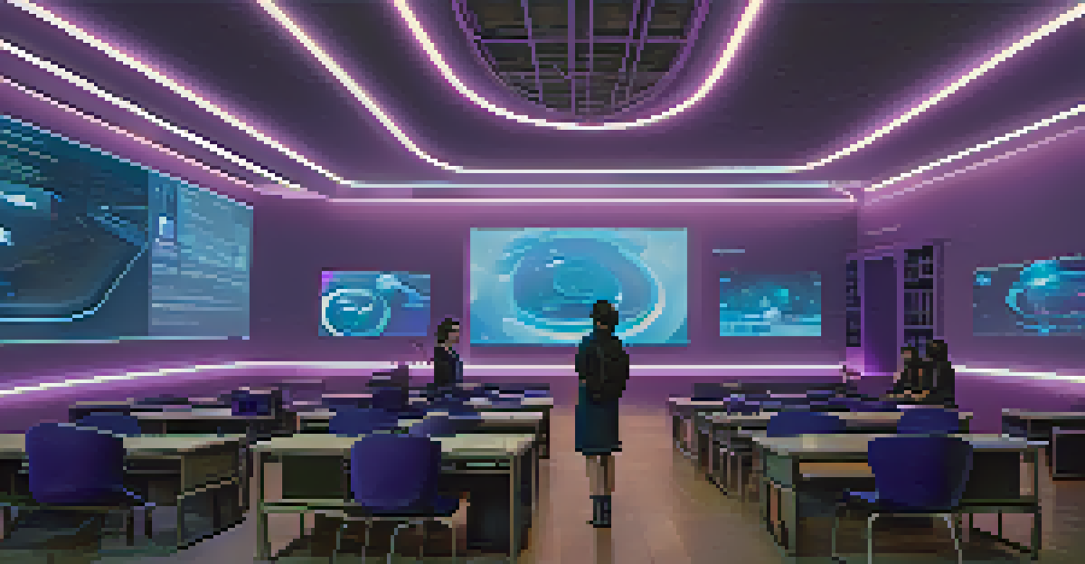 Students wearing virtual reality headsets in a modern classroom, fully engaged in an immersive historical exploration.