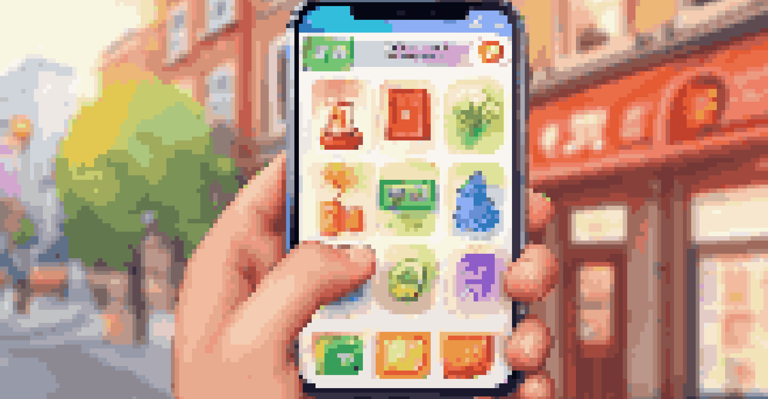 A close-up of a smartphone showing a gamified language learning app with vibrant graphics.