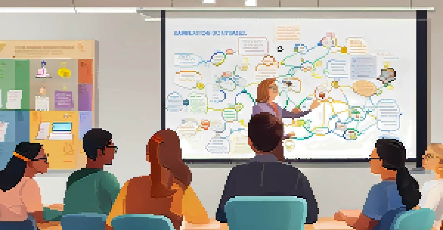 A teacher leading a workshop on gamification in a modern classroom with engaged educators collaborating.