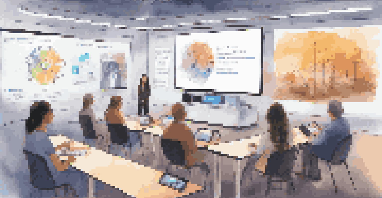 An educator conducting a virtual workshop with digital tools and resources in a modern setting.