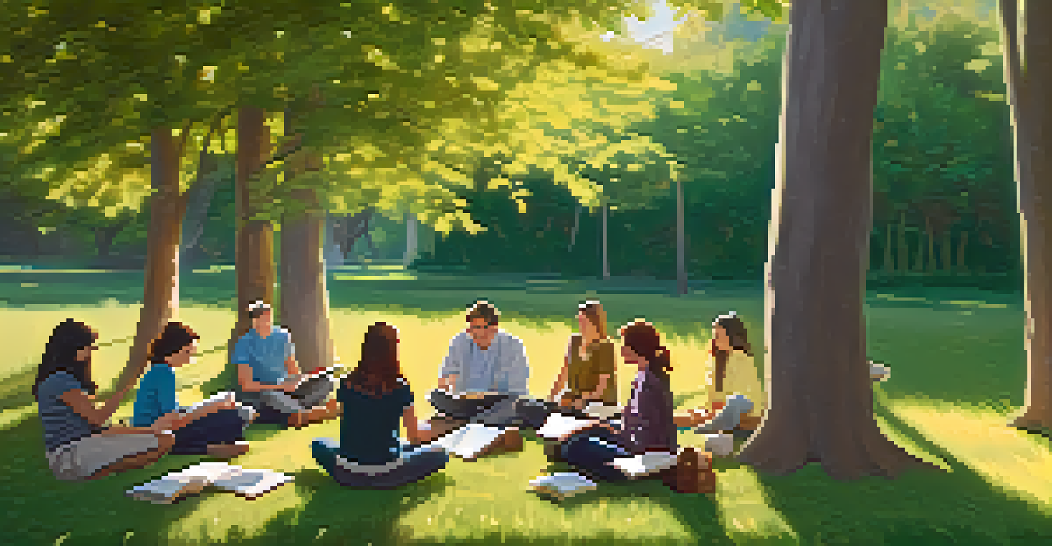 Teachers engaging in a professional development workshop outdoors, surrounded by nature.