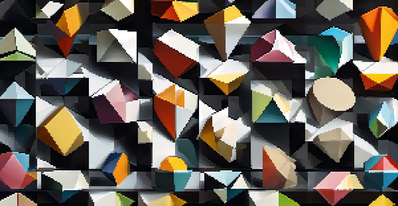 An abstract image of colorful geometric shapes on a dark background, symbolizing portfolio diversification and stability in investments.