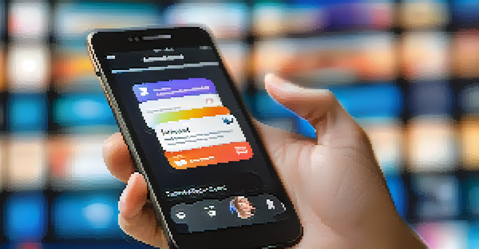 A close-up of a smartphone showing educational content on a social media app, held by a hand, with a blurred background.