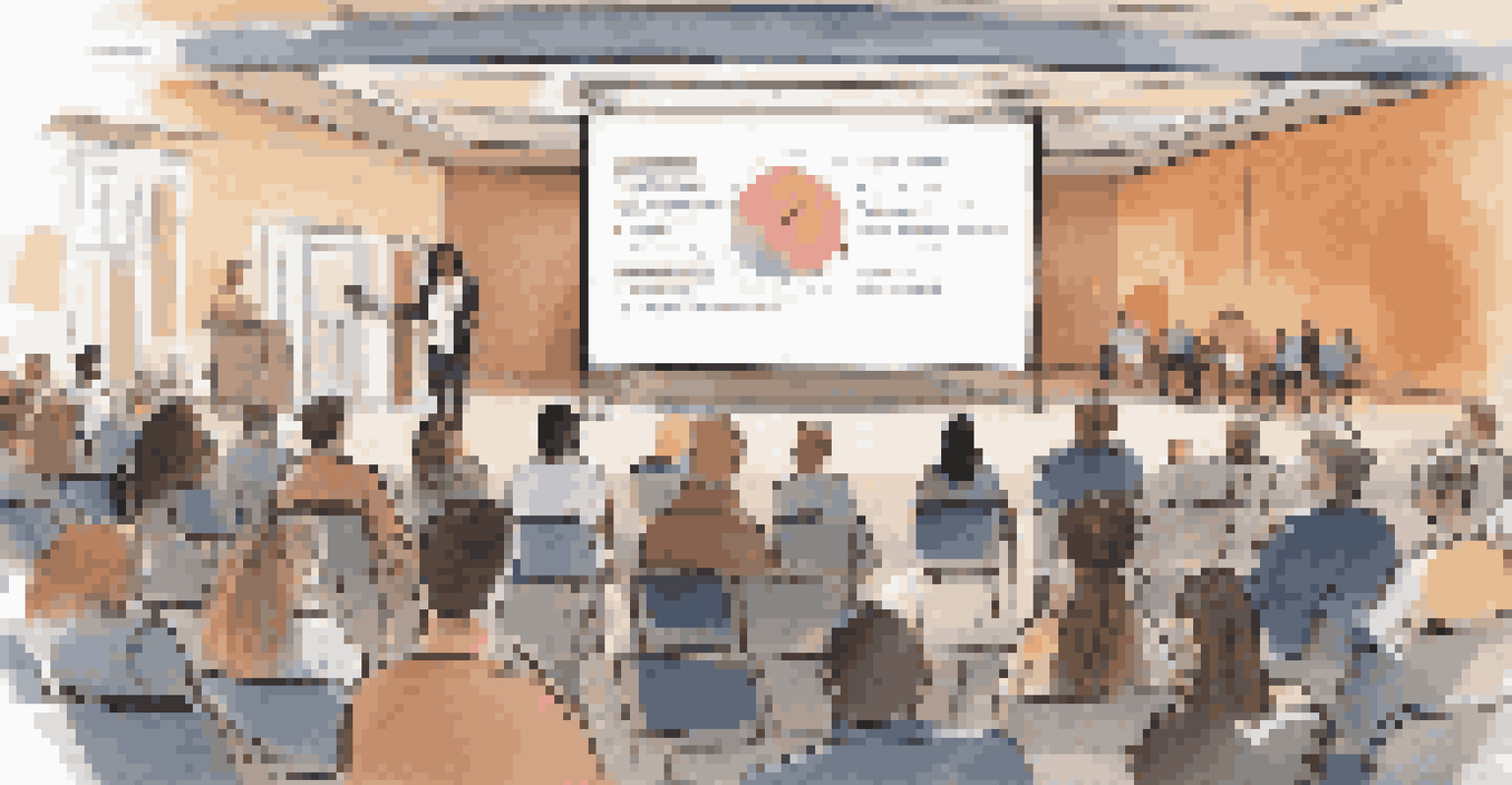 An instructor presenting on data privacy in an auditorium, with attendees engaging and a large screen displaying information.