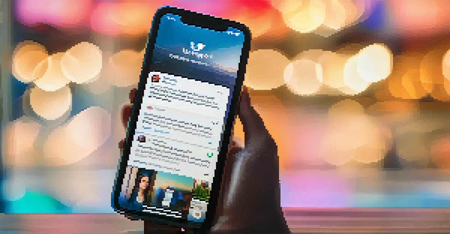 A close-up of a smartphone displaying a well-designed social media profile with engaging content.