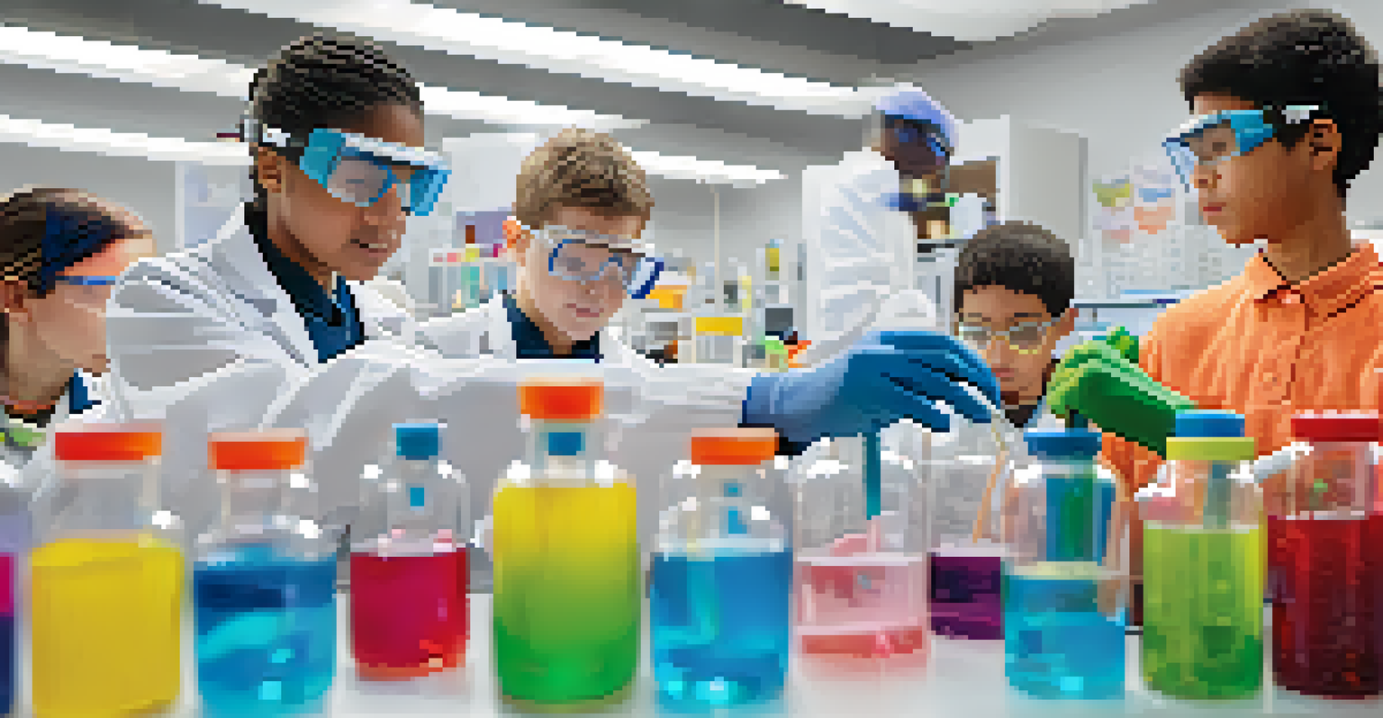 Students conducting a science experiment in a well-equipped lab, showcasing kinesthetic learning.