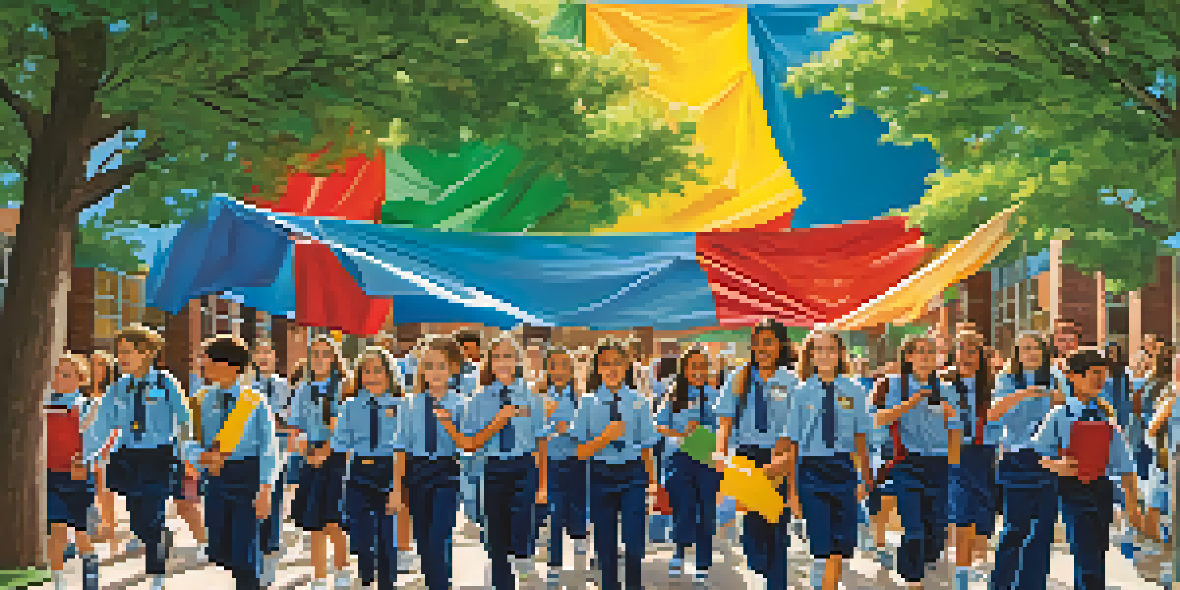 Students and staff participating in an emergency drill at school, showing determination and focus.