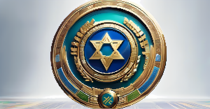 A colorful digital badge representing skills such as coding and leadership, displayed on a modern background.