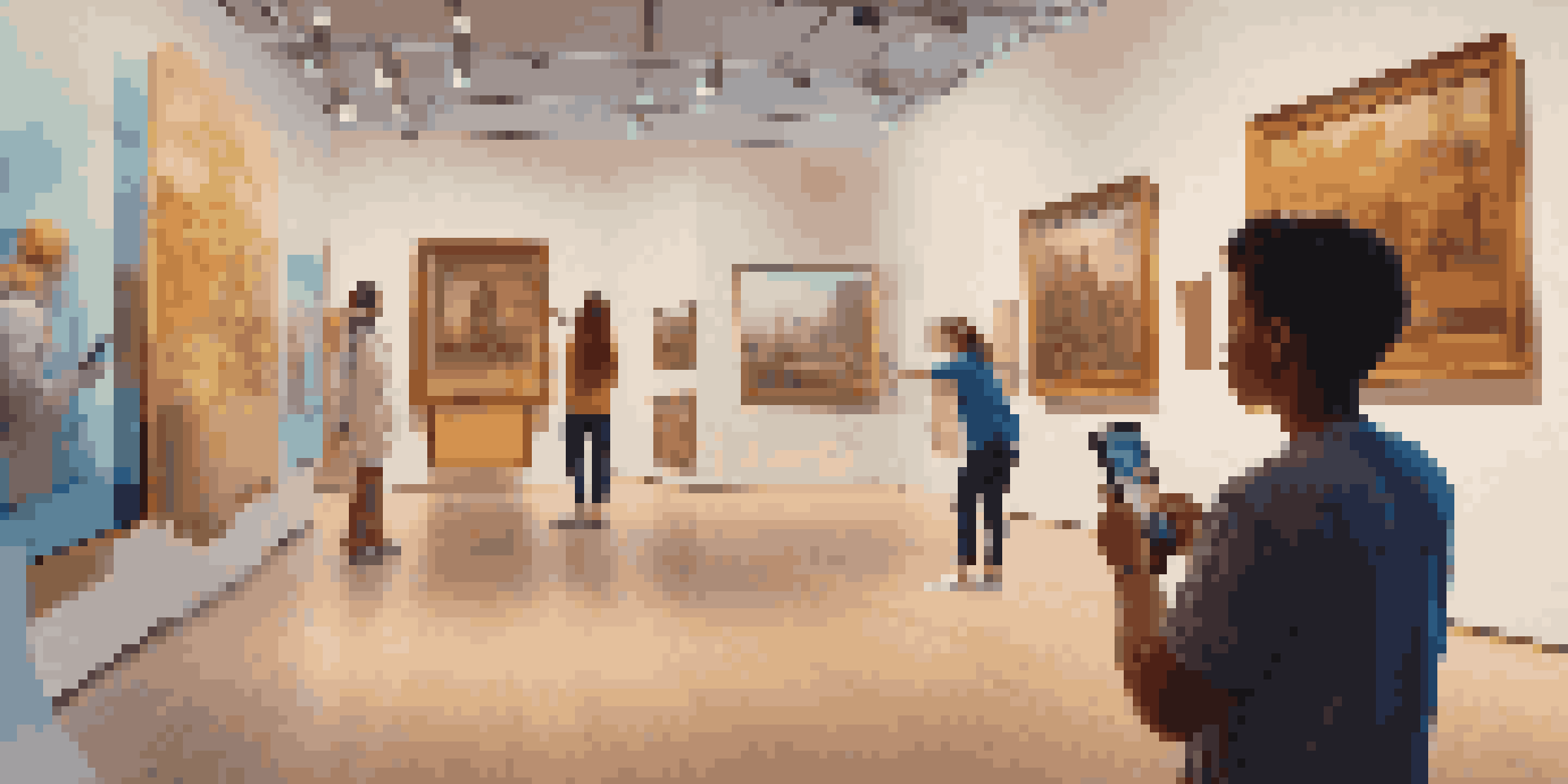 A student using a smartphone to interact with augmented reality in a museum, with digital labels and animations visible on artifacts.