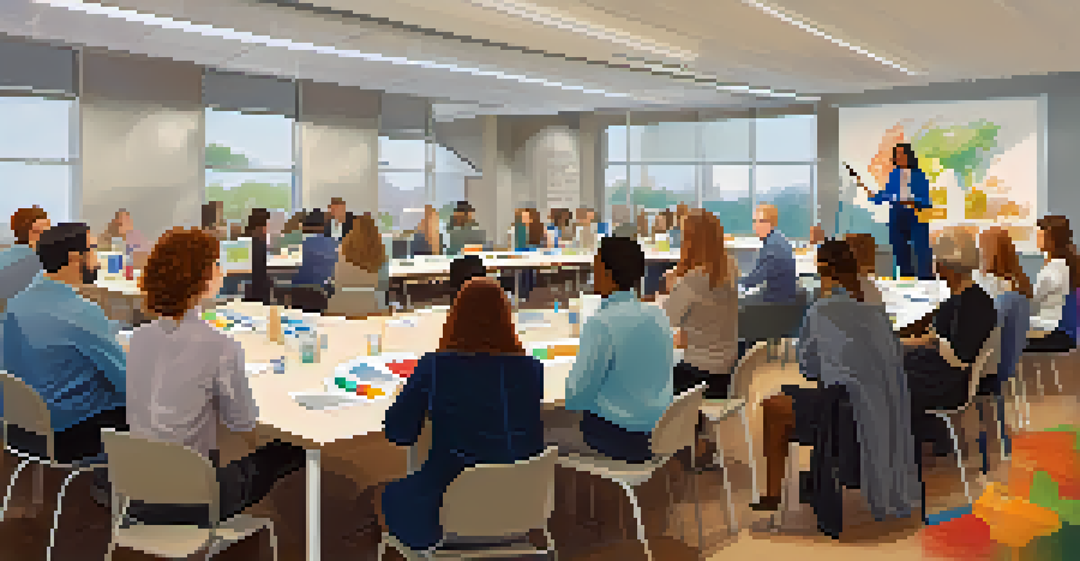Teachers participating in a collaborative professional development workshop in a bright conference room.