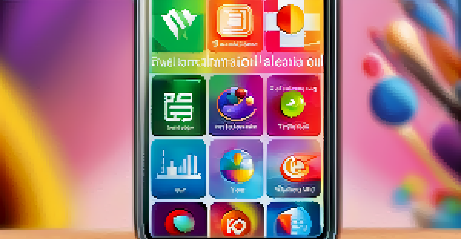 A close-up of a smartphone screen showing an educational quiz app, with vibrant graphics and colorful buttons.