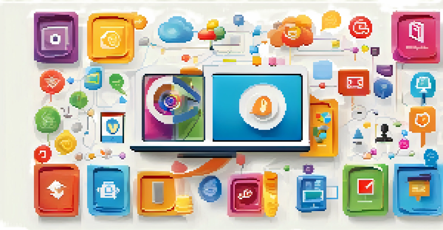 An artistic representation of blended learning concepts including microlearning and gamification in a colorful design.