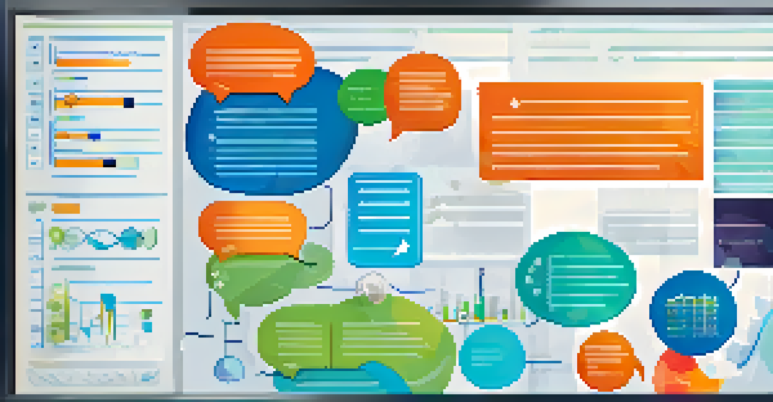 An abstract digital interface representing self-assessment tools in eLearning, with colorful icons and graphs.