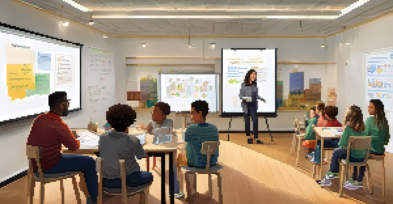 An educator leading a workshop for families on flexible learning pathways, with a large whiteboard and a cozy seating arrangement.