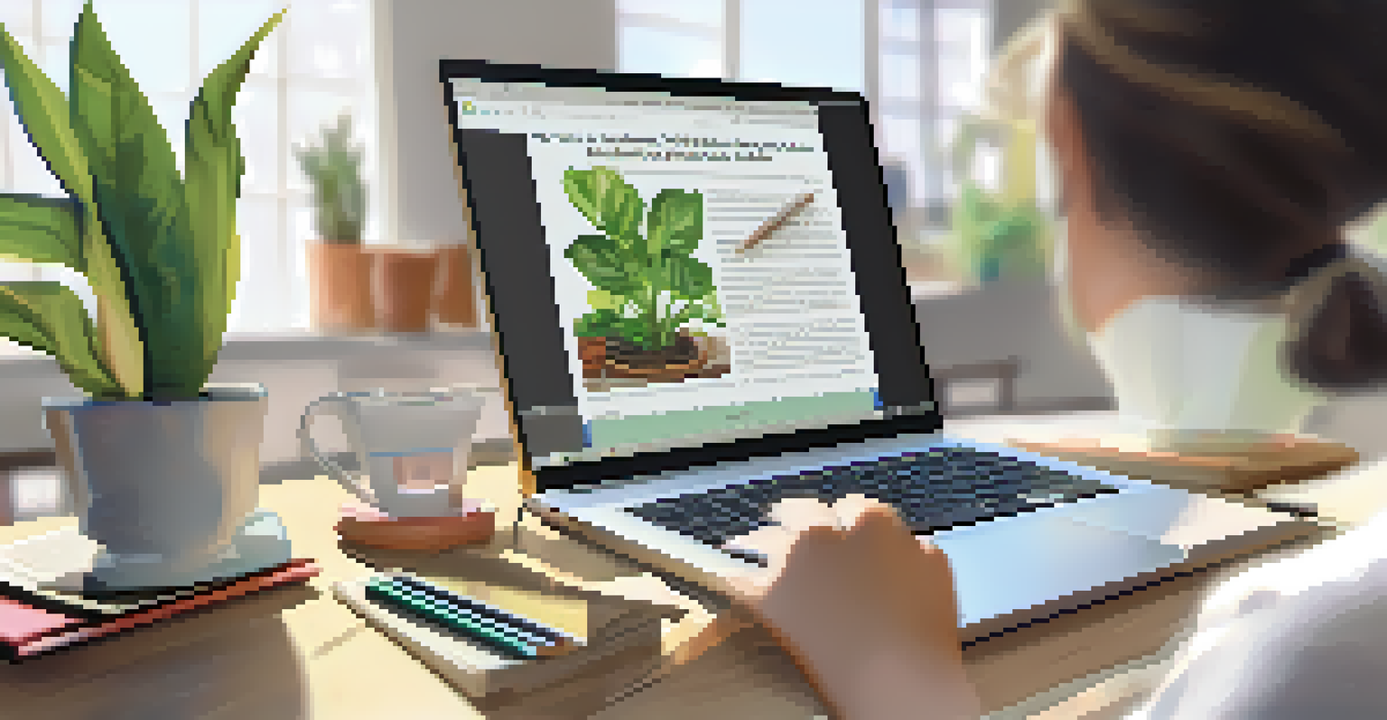 An educator's hands on a laptop editing a textbook, with highlighted text and images visible on the screen, surrounded by educational materials.