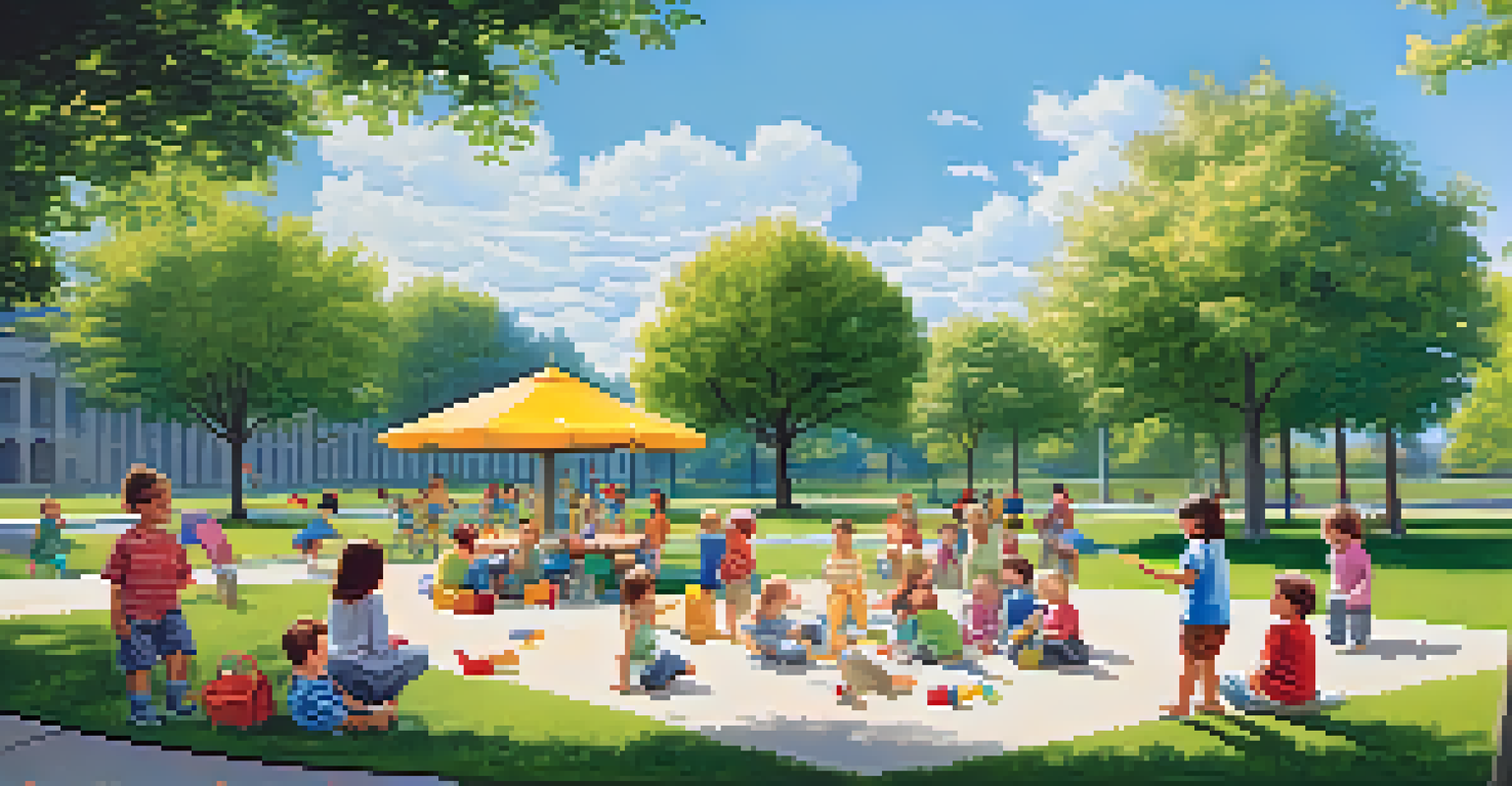 Children playing together in a park while parents watch and encourage them.