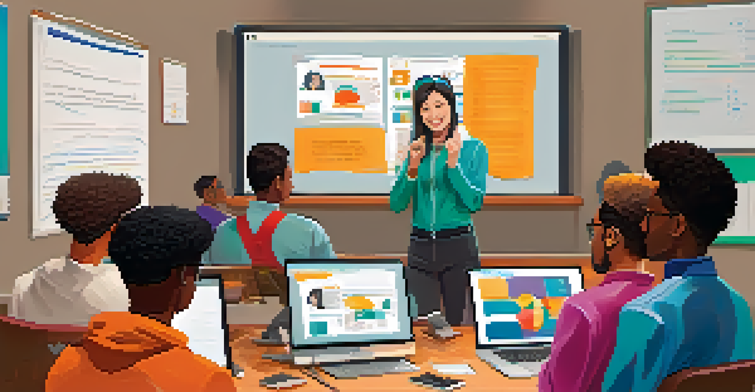 An instructor encouraging students in a virtual meeting, with an engaging and supportive atmosphere.