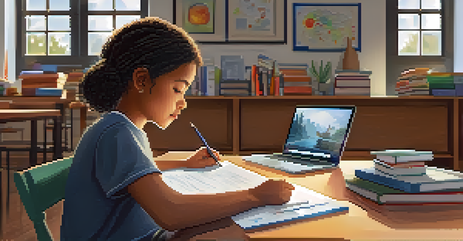 A student with a learning disability using adaptive learning software on a laptop in a cozy, supportive environment.