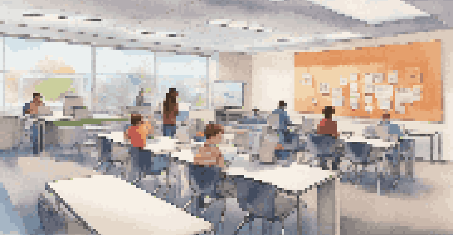 A modern classroom where students use secure identification cards and digital devices, emphasizing privacy and technology integration.