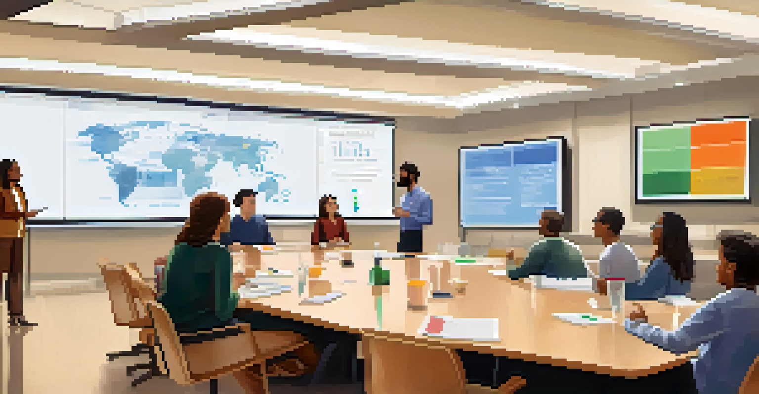 A meeting with educators, parents, and technologists discussing ethical guidelines for adaptive learning technologies in a modern conference room.